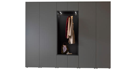 GARDEROBE 7-teilig  in 296/233/39 cm  - Anthrazit/Grau, Design, Holzwerkstoff (296/233/39cm) - Moderano