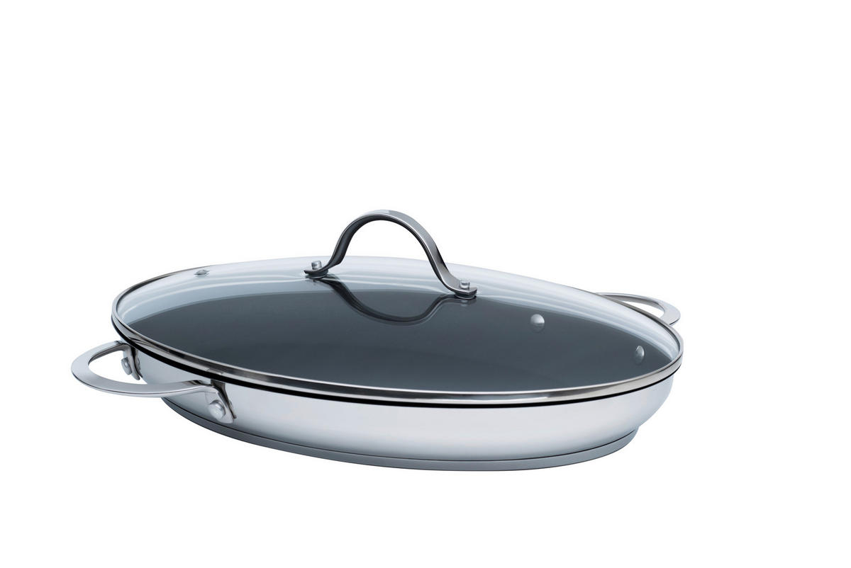 FISCHPFANNE  - Edelstahlfarben/Anthrazit, Basics, Glas/Metall (26/38cm) - Kelomat