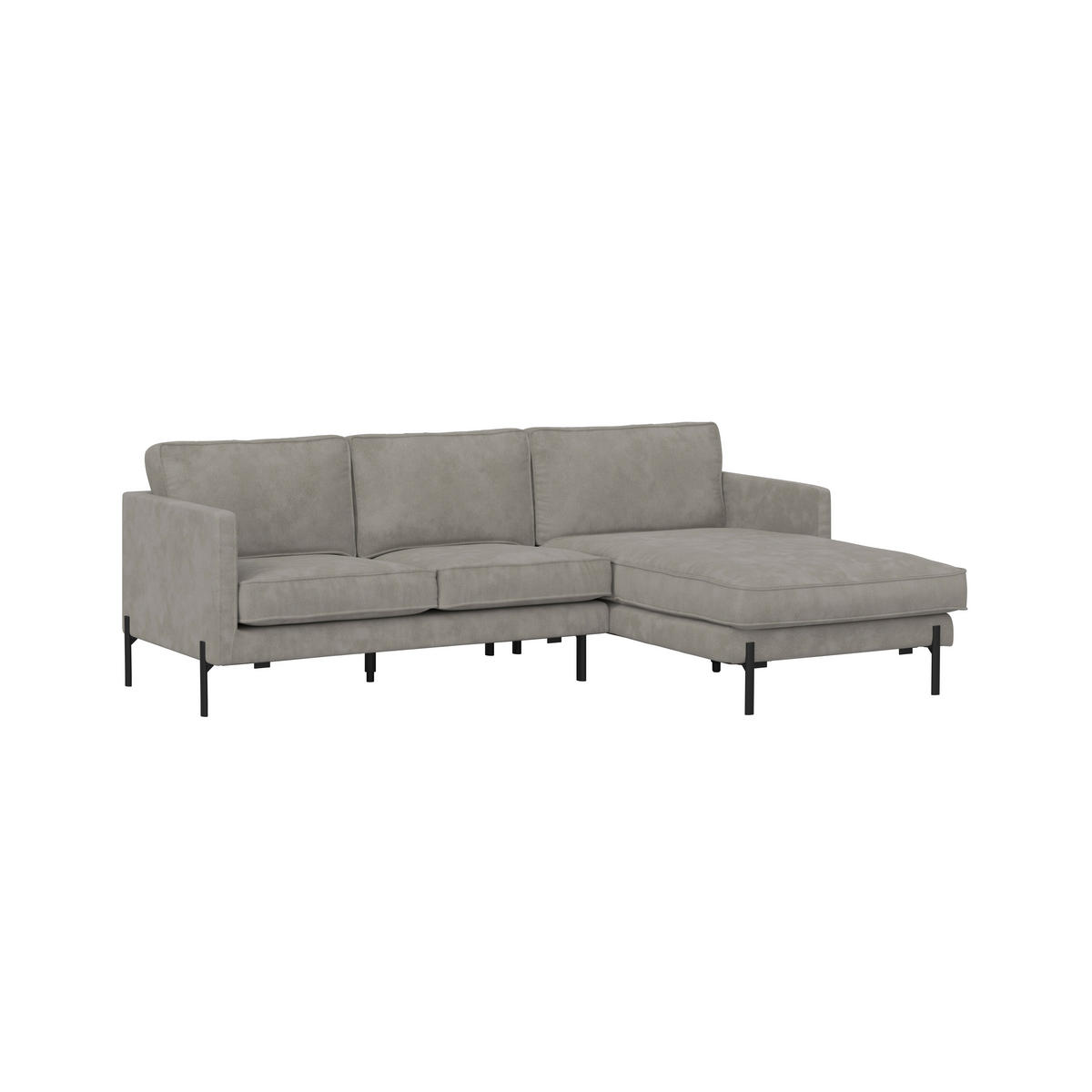 ECKSOFA in Flachgewebe Hellgrau  - Hellgrau/Schwarz, Trend, Textil/Metall (232/154cm) - Livetastic