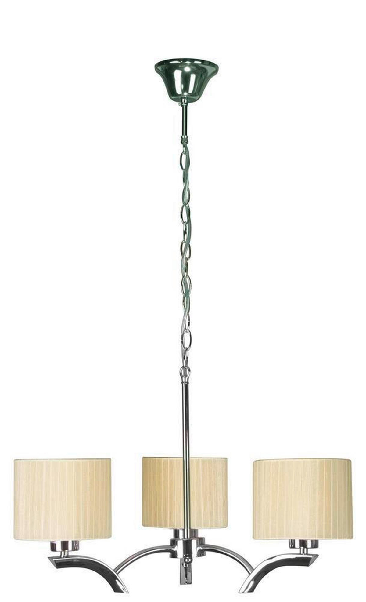 PENDELLAMPA Draga 58/58/95 cm  - kromfärg/cremefärgad, Klassisk, metall/textil (58/58/95cm)