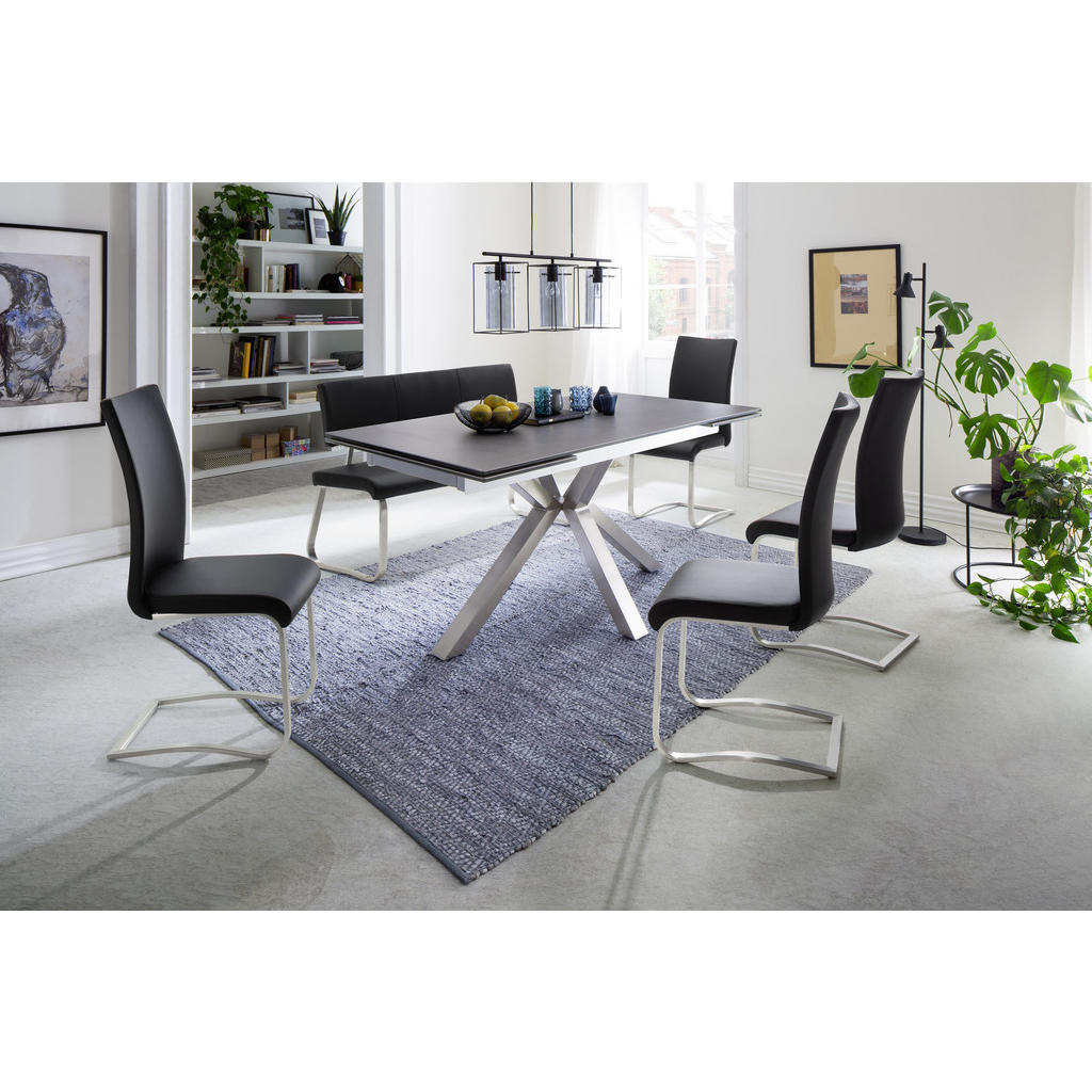 Thumbnail - Livetastic Schwingstuhl, Schwarz, Edelstahl, Metall, Textil, C-Form, 52x103x43 cm, Esszimmer, Stühle, Esszimmerstühle, S...