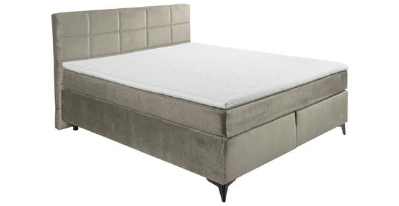 BOXSPRINGBETT 180/200 cm,  in Hellgrau  - Hellgrau/Schwarz, Design, Holzwerkstoff/Kunststoff (180/200cm) - Xora