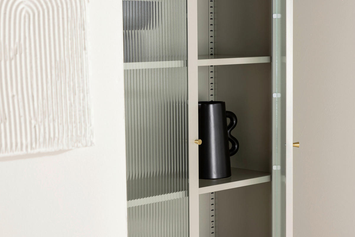 VITRINE  in Beige  - Beige, MODERN, Glas/Metall (80/180/35cm) - Livetastic