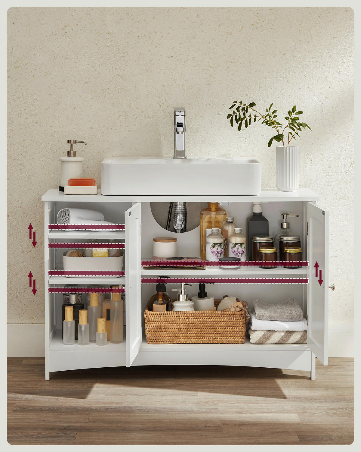 WASCHBECKENUNTERSCHRANK 90/60/30 cm  - Chromfarben/Weiß, MODERN, Holzwerkstoff/Metall (90/60/30cm) - MID.YOU