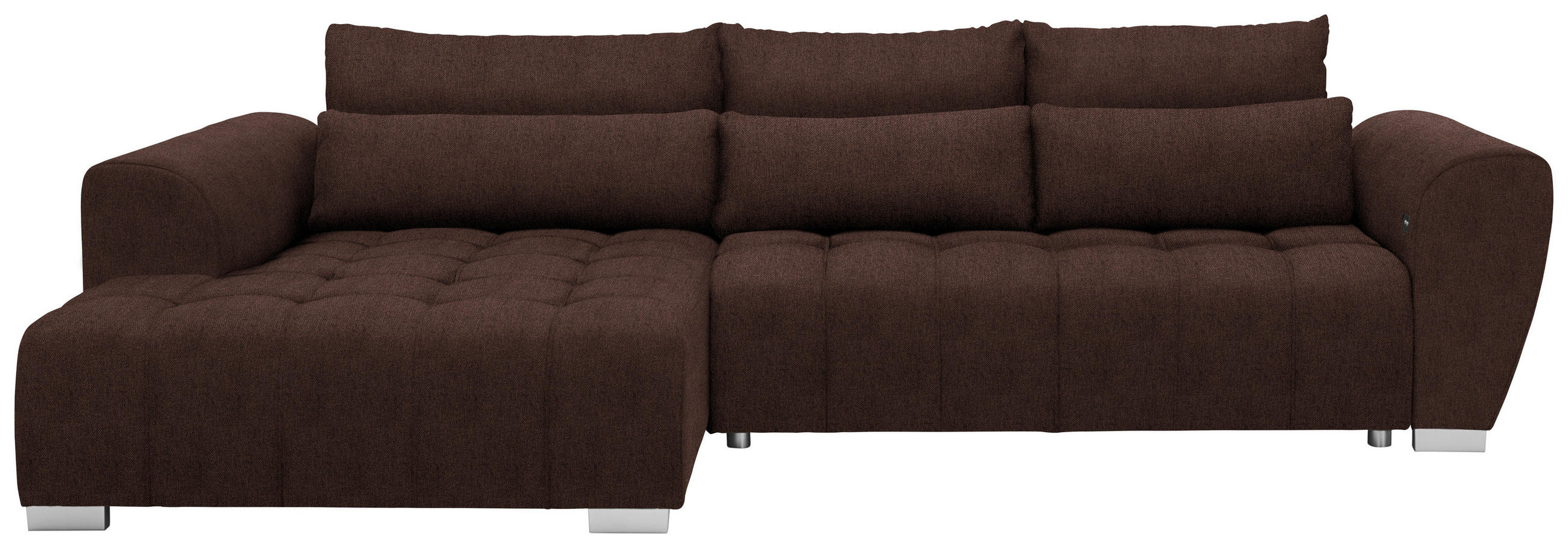 ECKSOFA in Webstoff Braun  218/304 cm  - Silberfarben/Braun, MODERN, Kunststoff/Textil (218/304cm) - Carryhome
