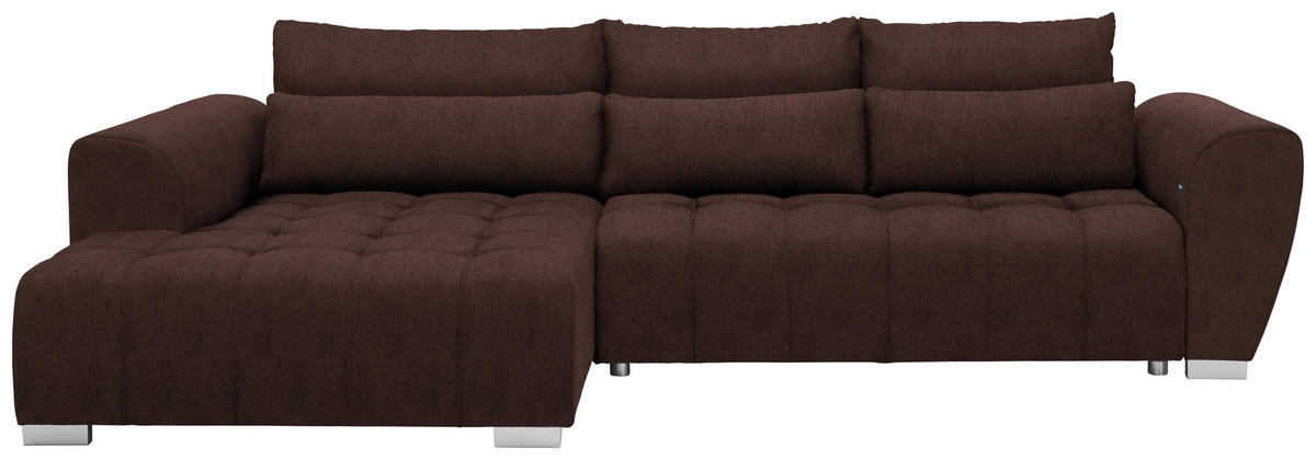 HÖRNSOFFA i vävt tyg brun  - brun/silver, Modern, textil/plast (218/304cm) - Livetastic