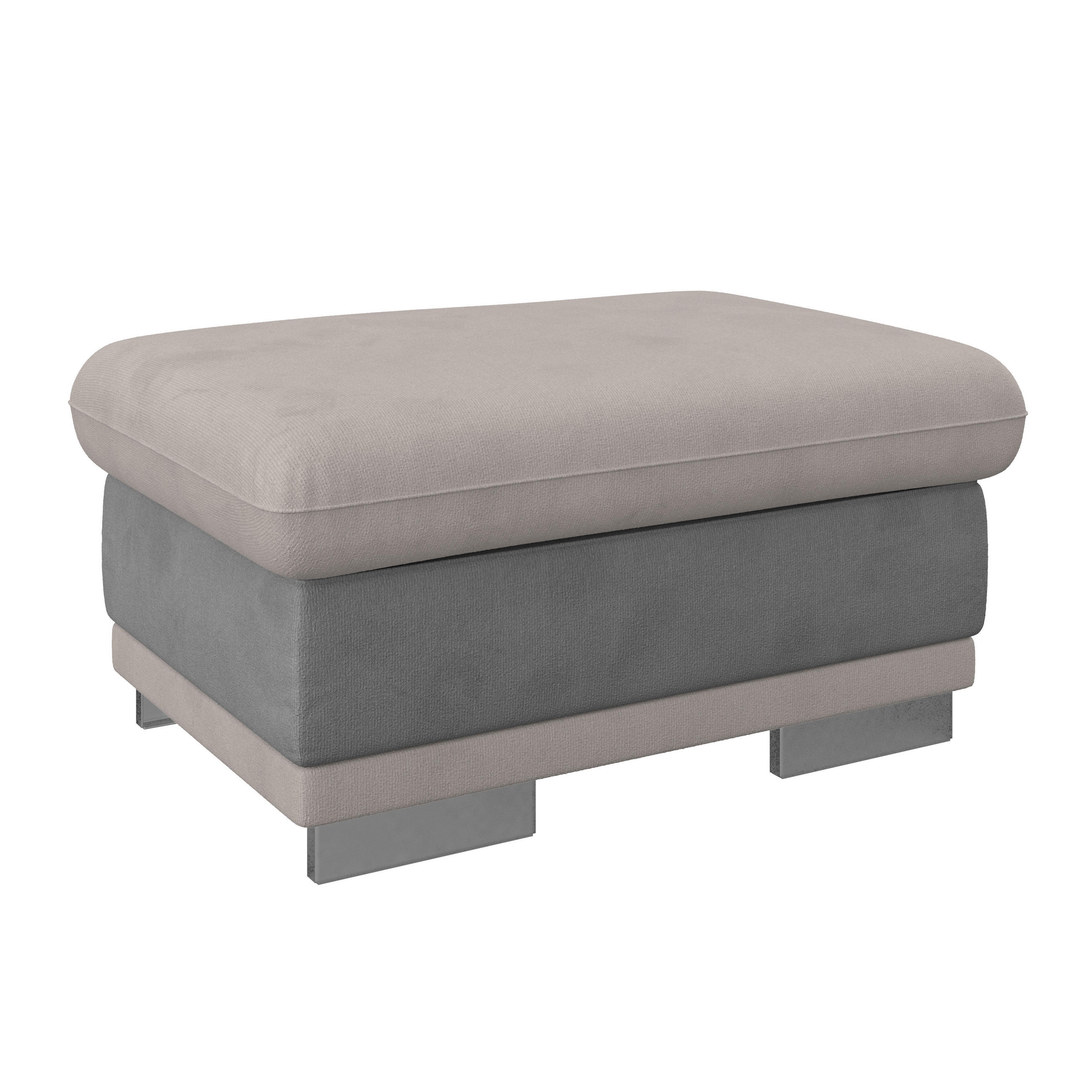 HOCKER in Textil Grau, Hellgrau  - Chromfarben/Hellgrau, Konventionell, Textil/Metall (97/47/67cm) - MID.YOU
