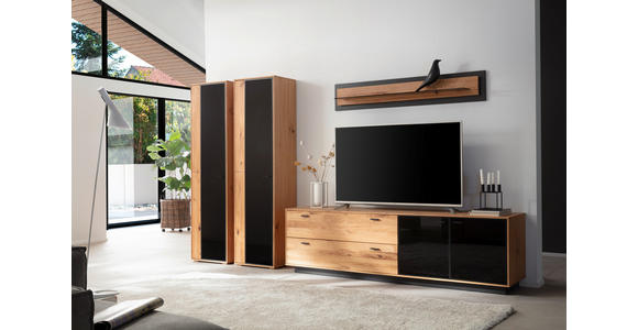 WOHNWAND  in Anthrazit, Eichefarben  333/190/50 cm  - Eichefarben/Anthrazit, Natur, Glas/Holz (333/190/50cm) - Linea Natura