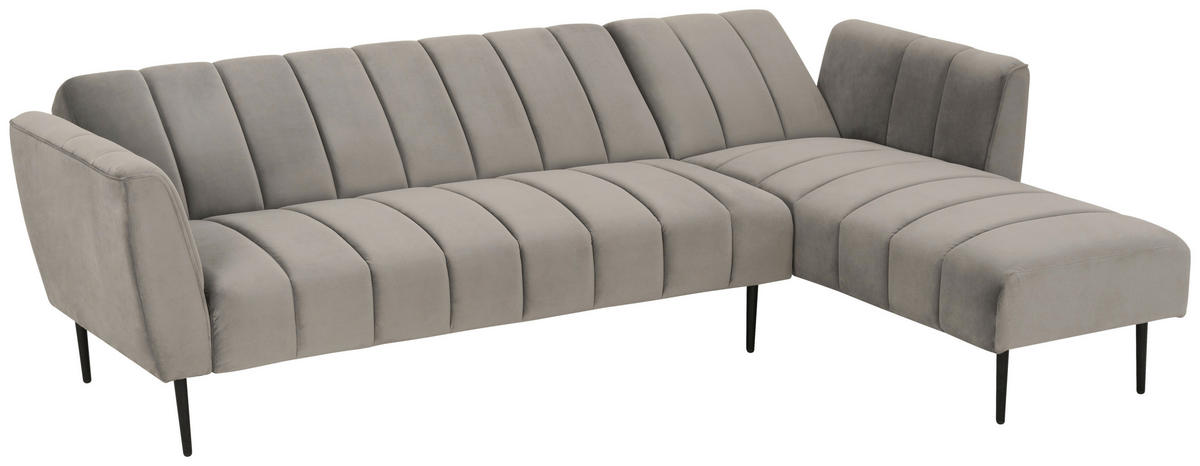 ECKSOFA Grau Samt  - Schwarz/Grau, MODERN, Textil/Metall (253/87/169cm) - P & B