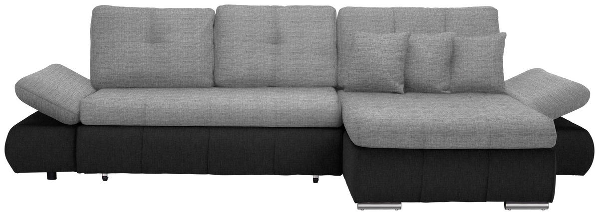 HÖRNSOFFA i vävt tyg antracit, ljusgrå  - kromfärg/ljusgrå, Design, textil/plast (302/187cm) - MID.YOU