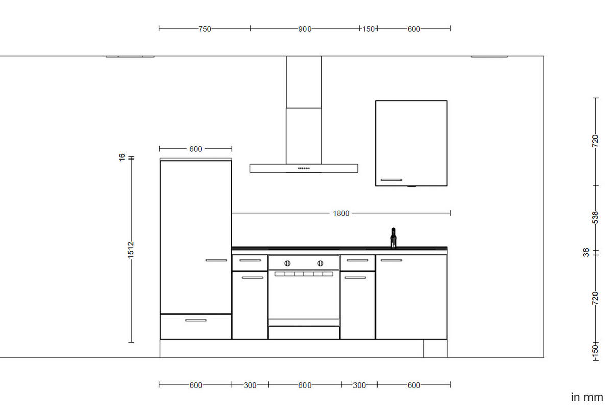 KÜCHENLEERBLOCK 240 cm   in Eichefarben, Schieferfarben  - Schieferfarben/Edelstahlfarben, MODERN, Holzwerkstoff/Metall (240cm) - Nobilia