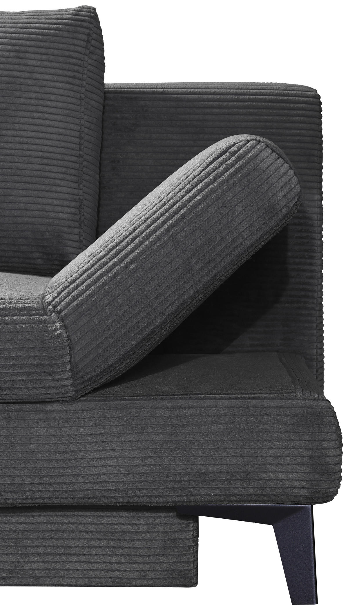 SCHLAFSOFA Cord Anthrazit  inkl. Bettkasten, Schlaffunktion, Armteilverstellung  - Anthrazit/Schwarz, Design, Textil/Metall (200/85/90cm) - Novel