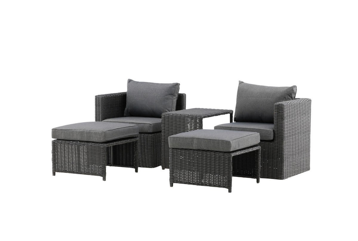 GARTENSET Stahl  - Schwarz/Grau, KONVENTIONELL, Kunststoff/Metall - Gardenson