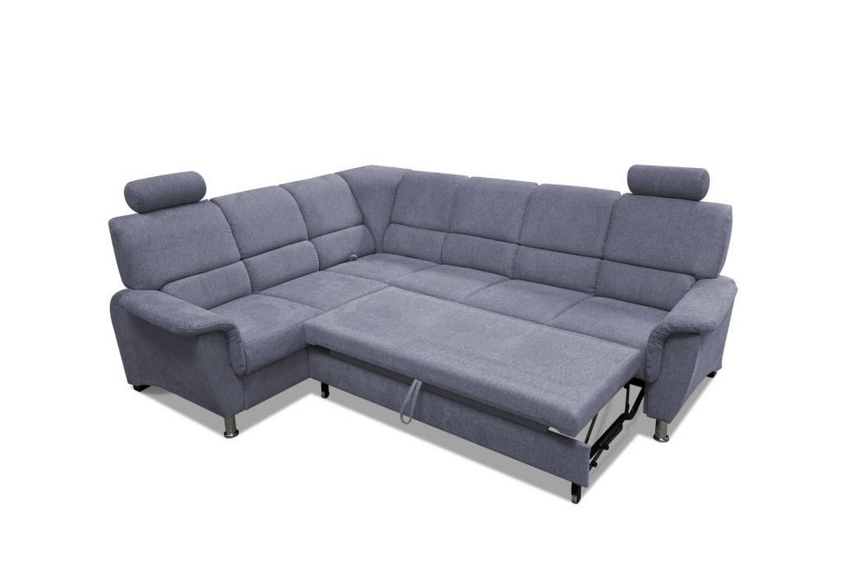 ECKSOFA Blaugrau Webstoff  - Silberfarben/Blaugrau, Design, Holz/Kunststoff (216/270cm) - Livetastic