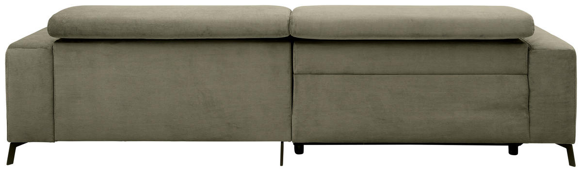 ECKSOFA in Feincord Olivgrün  - Schwarz/Olivgrün, Design, Textil/Metall (172-177/294cm) - Pure Home Lifestyle
