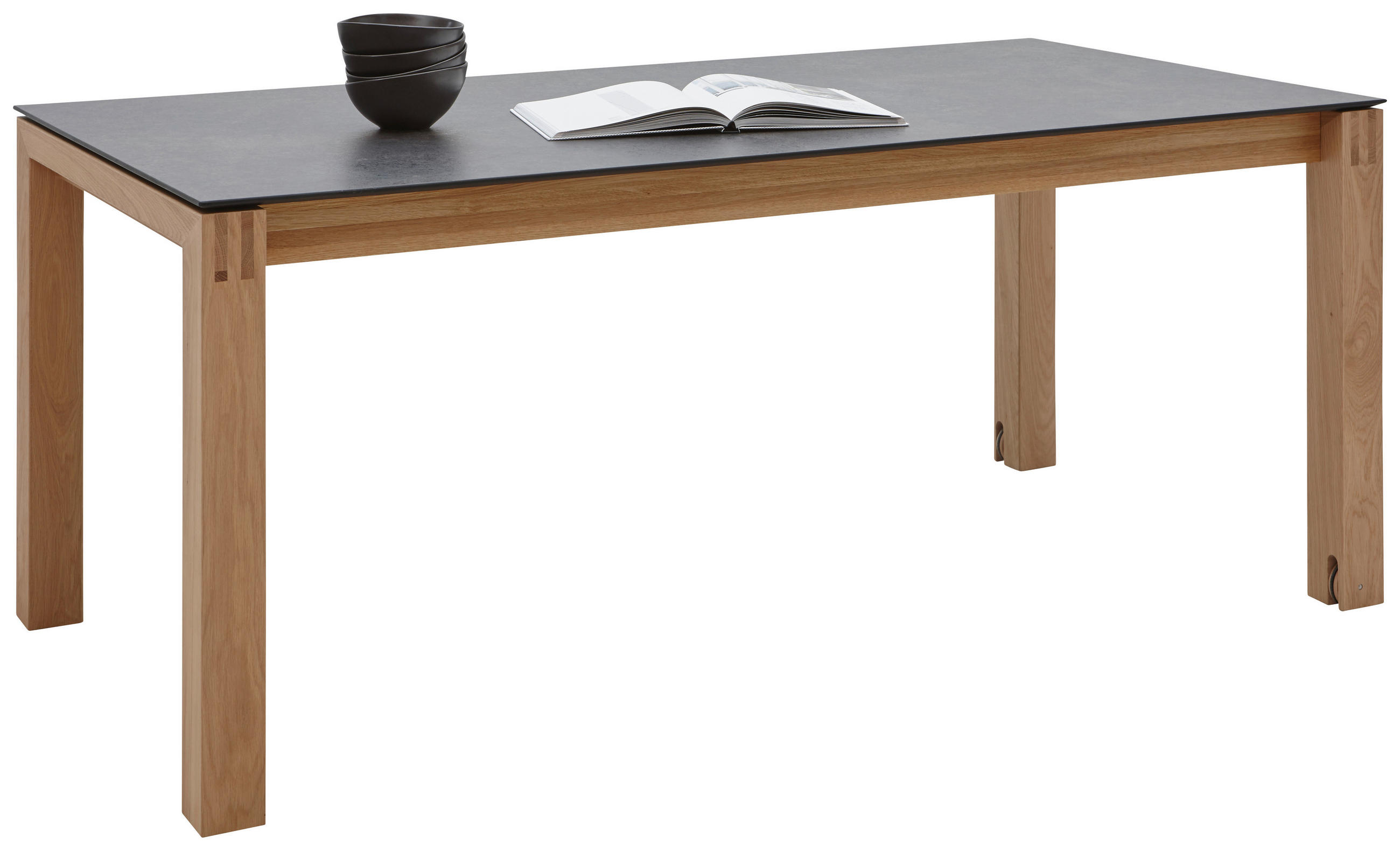 ESSTISCH Graphitfarben, Eichefarben rechteckig  ausziehbar, in verschiedenen Größen erhältlich, in verschiedenen Holzarten erhältlich, Variantenauswahl  - Eichefarben/Graphitfarben, Design, Holz/Kunststoff (140-240/90/75cm) - Dieter Knoll