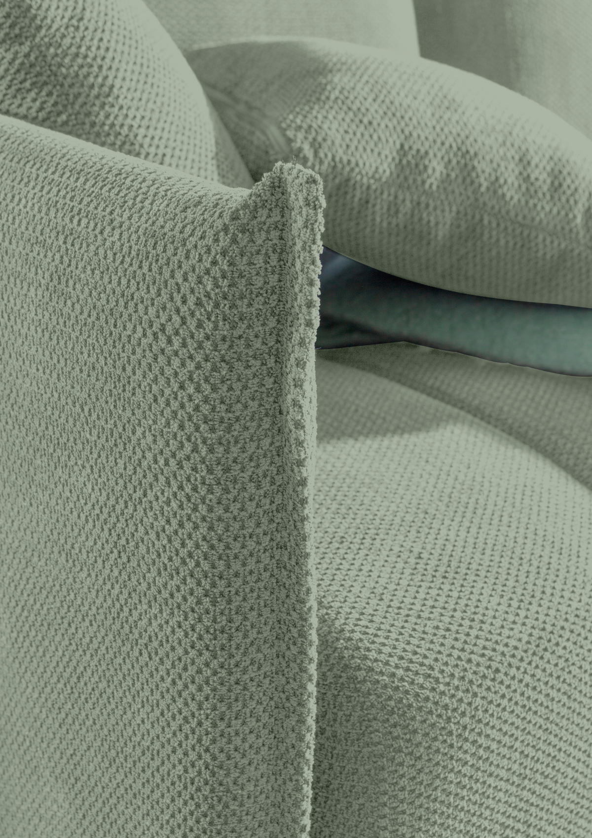 SCHLAFSOFA Plüsch Salbeigrün  inkl. Zierkissen, Rückenkissen, Bettkasten, Schlaffunktion, Rücken echt, Liegefläche im Originalstoff  - Salbeigrün/Schwarz, KONVENTIONELL, Kunststoff/Textil (200/73/105cm) - Carryhome