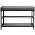 SCHUHBANK 80/52/30 cm  - Dunkelgrau/Schwarz, Design, Textil/Metall (80/52/30cm) - Carryhome