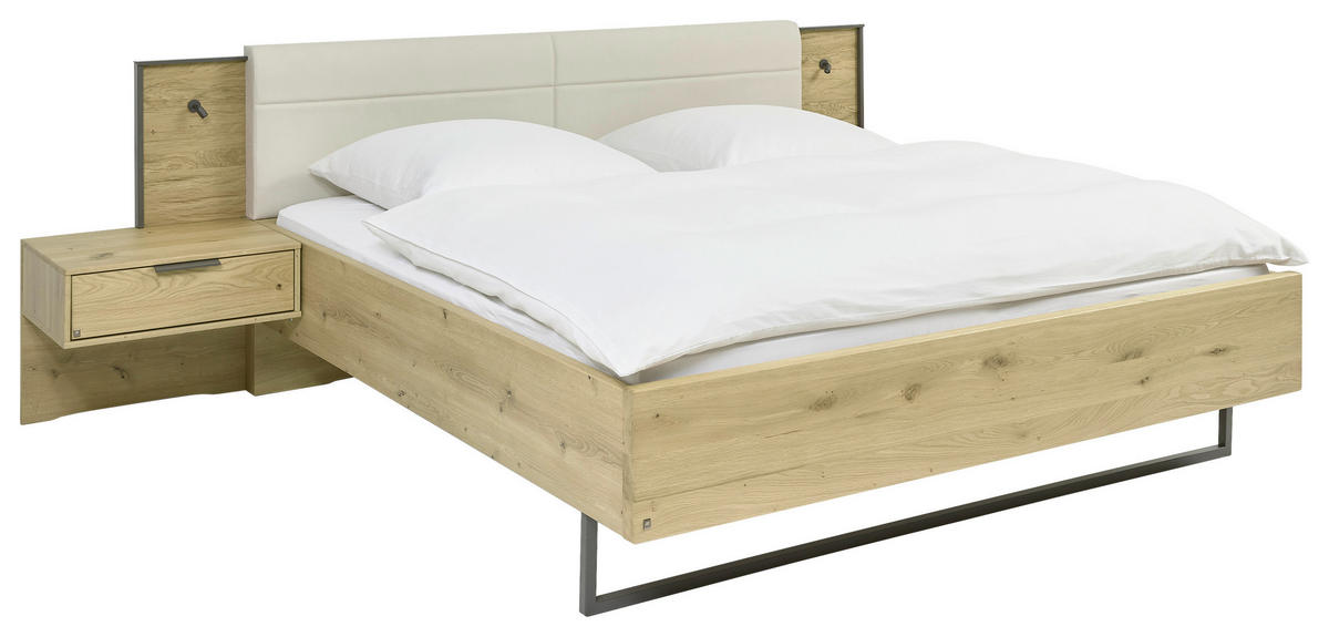 SCHLAFZIMMER Champagner, Eiche Bianco  - Eiche Bianco/Champagner, Design, Glas/Holzwerkstoff (180/200cm) - Musterring