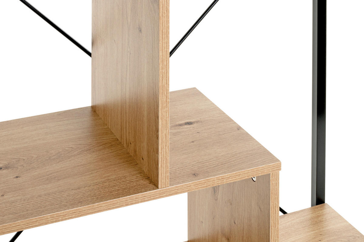 REGAL Schwarz, Eichefarben  - Eichefarben/Schwarz, Design, Holzwerkstoff/Metall (74/132/35cm)
