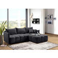ECKSOFA Anthrazit Plüsch Zierkissen, Rückenkissen, Bettkasten, Schlaffunktion, Rücken echt, Liegefläche im Originalstoff  - Anthrazit/Schwarz, KONVENTIONELL, Kunststoff/Textil (253/192cm) - Carryhome