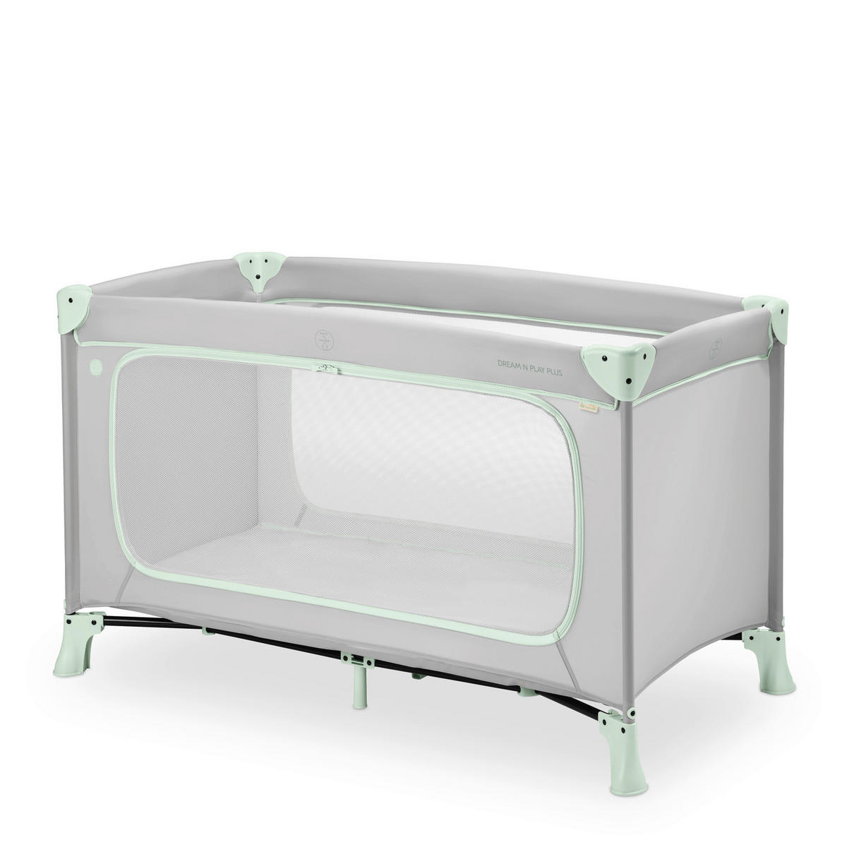 REISEBETT Dream N Play Plus Greige, Mintgrün  - Greige/Mintgrün, Basics, Kunststoff/Textil (65/76/125cm) - Hauck
