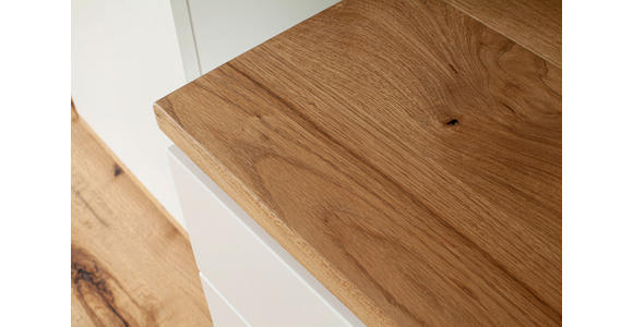 WOHNWAND in Weiß, Eiche Bianco 303/203/50 cm - Eiche Bianco/Anthrazit, Design, Glas/Holz (303/203/50cm) - Novel