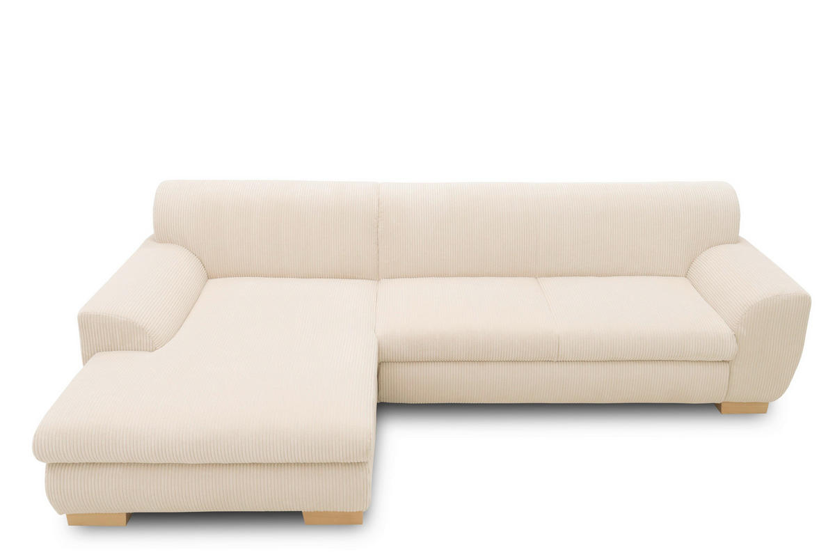 ECKSOFA NIKA Creme Webstoff  - Silberfarben/Creme, Basics, Holz/Textil (277/156cm) - MID.YOU
