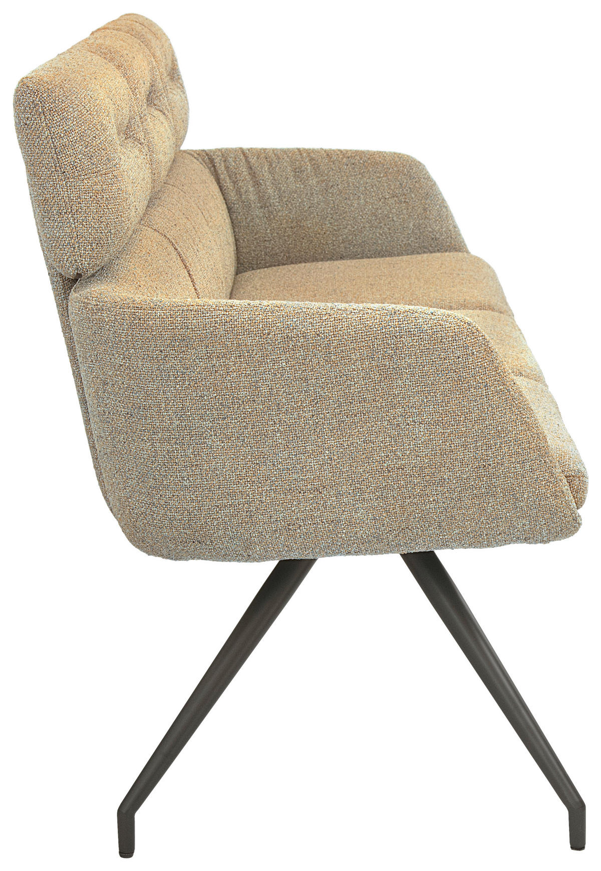 SITZBANK 200/91/70 cm Webstoff Schwarz, Graubraun  - Graubraun/Schwarz, Design, Textil/Metall (200/91/70cm) - Dieter Knoll