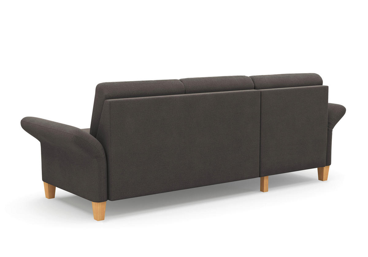 ECKSOFA ROCHELLE E Graphitfarben Flachgewebe  - Eichefarben/Graphitfarben, KONVENTIONELL, Holz/Textil (164/251cm) - Sit & More