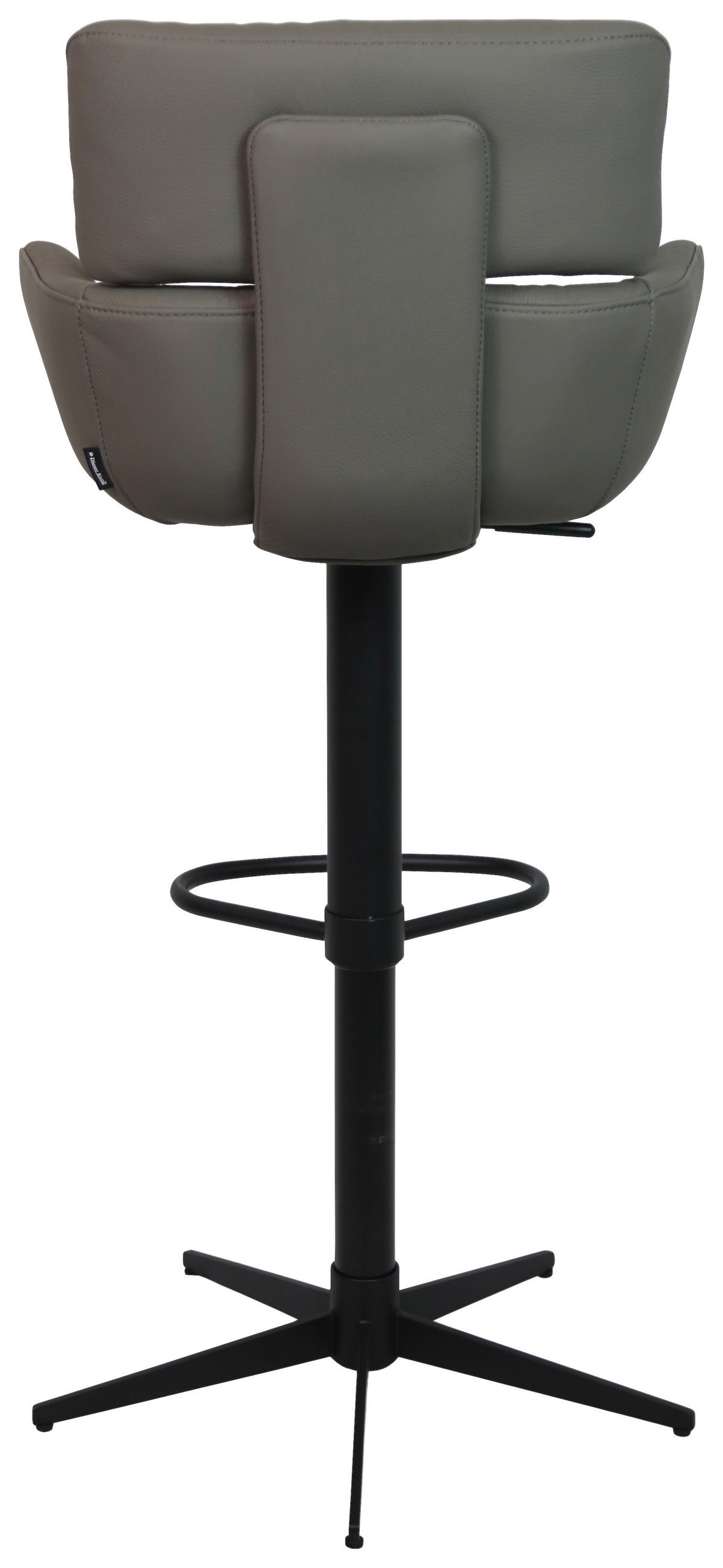 BARHOCKER Echtleder Grau, Schwarz Eisen Sitzfläche 360° drehbar, Lederauswahl  - Schwarz/Grau, Design, Leder/Metall (54/99-116,5/52cm) - Dieter Knoll