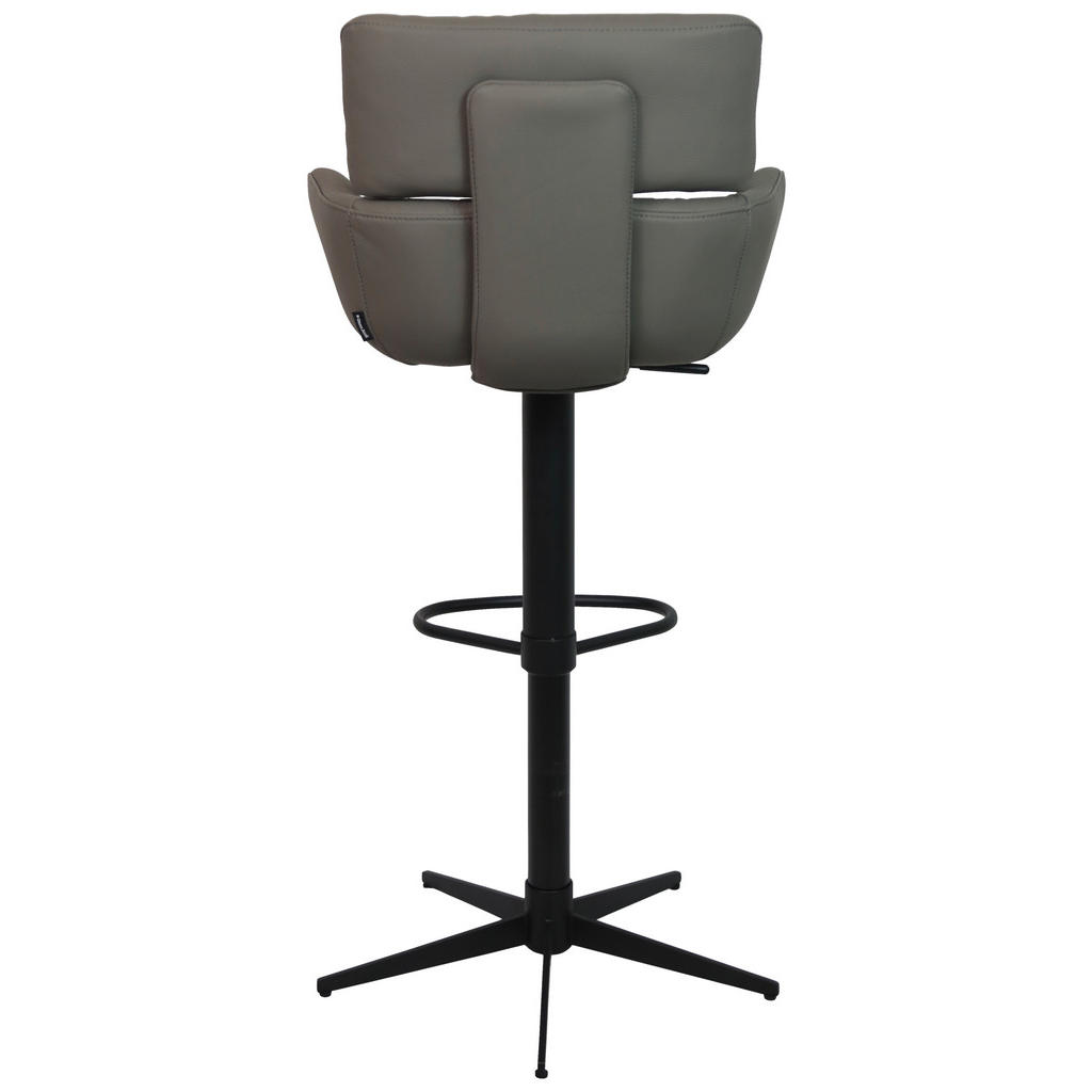 Thumbnail - Dieter Knoll Barhocker, Grau, Schwarz, Metall, Leder, Echtleder, Rindleder, X-Form, 54x99-116.5x52 cm, SGS-geprüft, Lede...