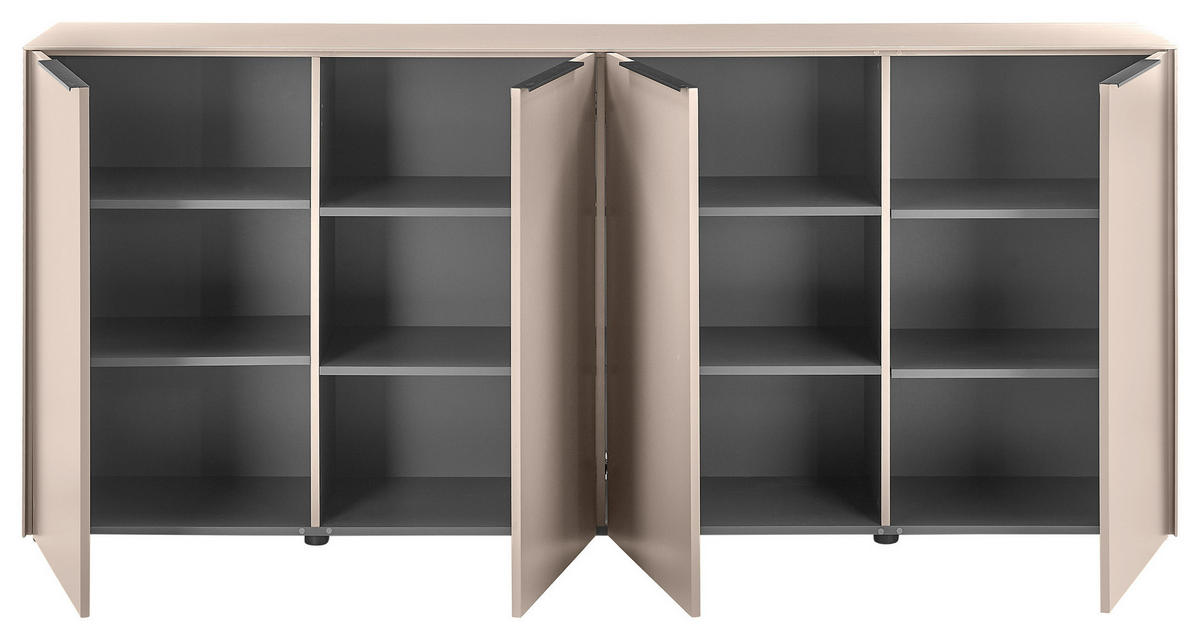 SIDEBOARD  200/87/38 cm  - Kaschmir/Schwarz, Design, Holzwerkstoff/Kunststoff (200/87/38cm) - Voleo