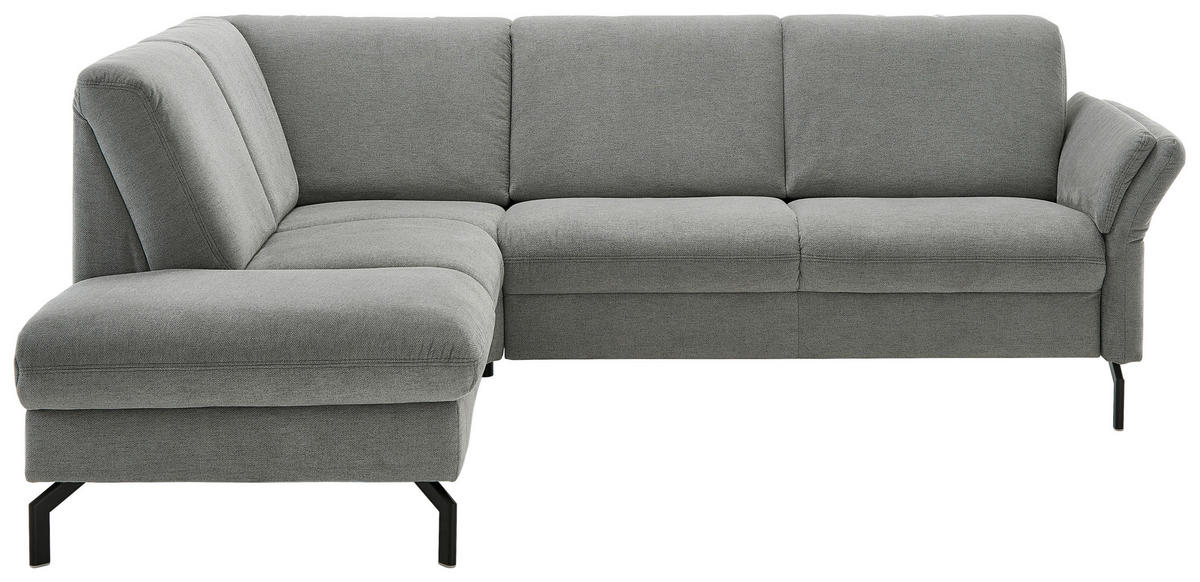 ECKSOFA in Flachgewebe Grau  - Schwarz/Grau, Konventionell, Textil/Metall (190/241cm) - Beldomo Comfort