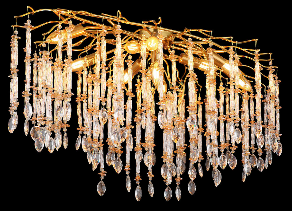 DECKENLEUCHTE    100/55/48 cm  - Klar/Goldfarben, KONVENTIONELL, Glas/Metall (100/55/48cm) - Globo