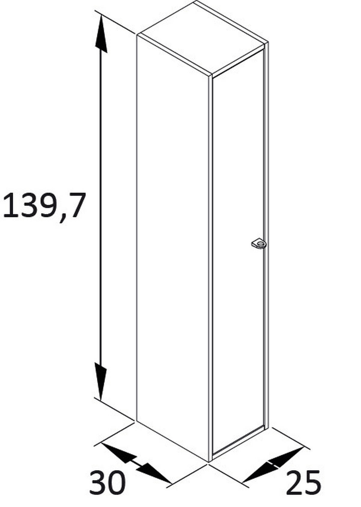 MIDISCHRANK 25/139,7/30 cm  - Anthrazit/Schwarz, KONVENTIONELL, Holzwerkstoff/Metall (25/139,7/30cm) - Stylife