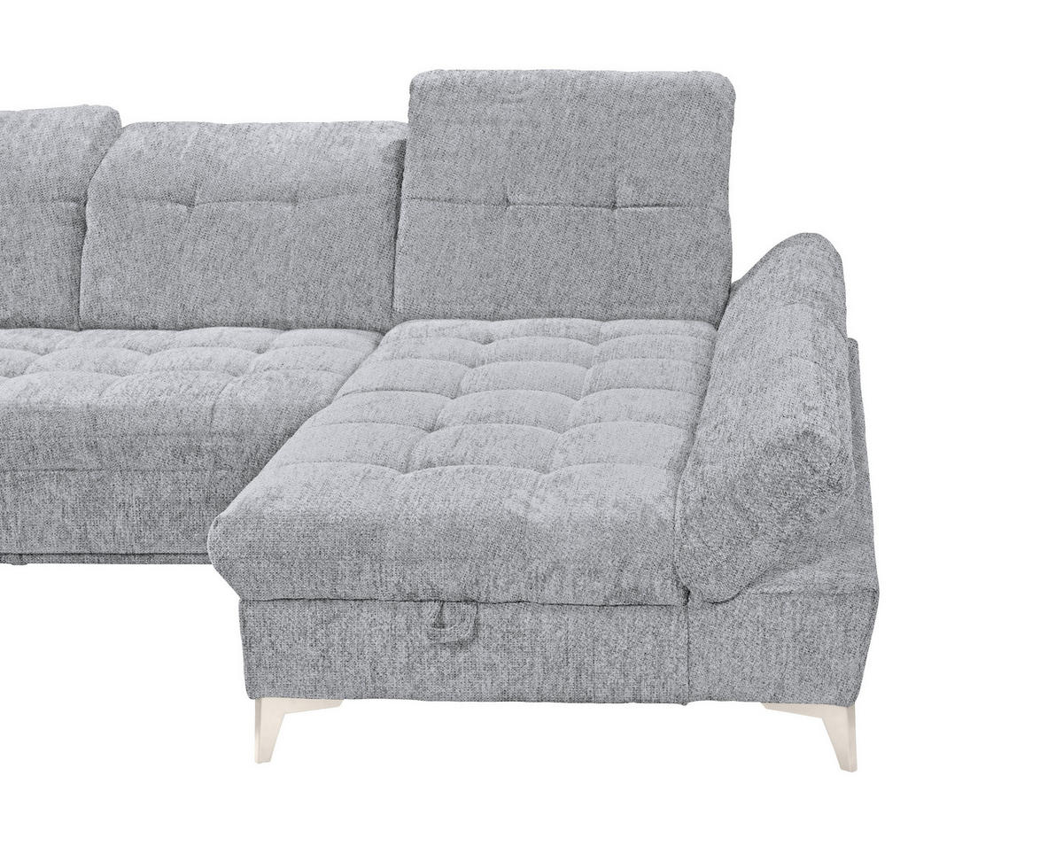 WOHNLANDSCHAFT Mikrovelours Hellgrau  - Kaschmir/Hellgrau, Modern, Kunststoff/Textil (245/348/168cm) - MID.YOU