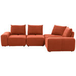 ECKSOFA in Velours Terracotta  - Terracotta/Schwarz, Design, Kunststoff/Textil (326/236cm) - Xora