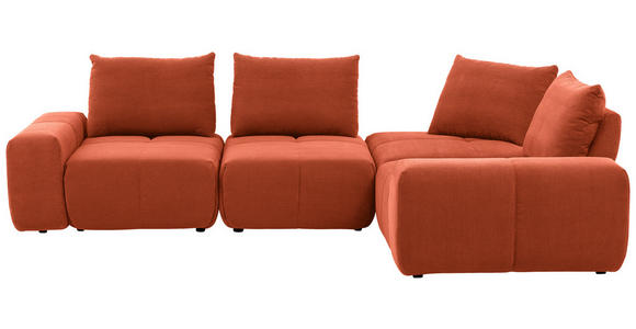 ECKSOFA in Velours Terracotta  - Terracotta/Schwarz, Design, Kunststoff/Textil (326/236cm) - Xora