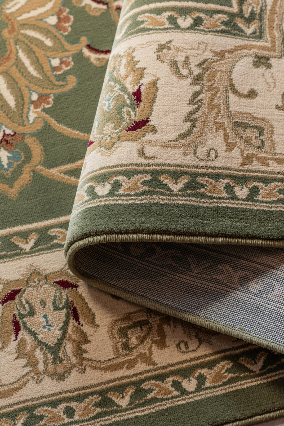 VINTAGE-TEPPICH 160/235 cm Herat Creme, Olivgrün  - Creme/Olivgrün, Basics, Kunststoff/Textil (160/235cm)