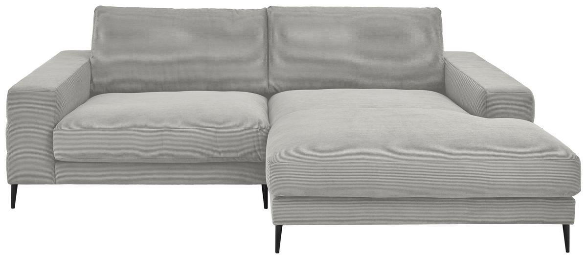 ECKSOFA in Feincord Hellgrau  - Hellgrau/Schwarz, Design, Textil/Metall (253/177cm) - Dieter Knoll