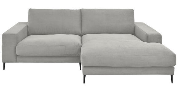 ECKSOFA in Feincord Hellgrau  - Hellgrau/Schwarz, Design, Textil/Metall (253/177cm) - Dieter Knoll