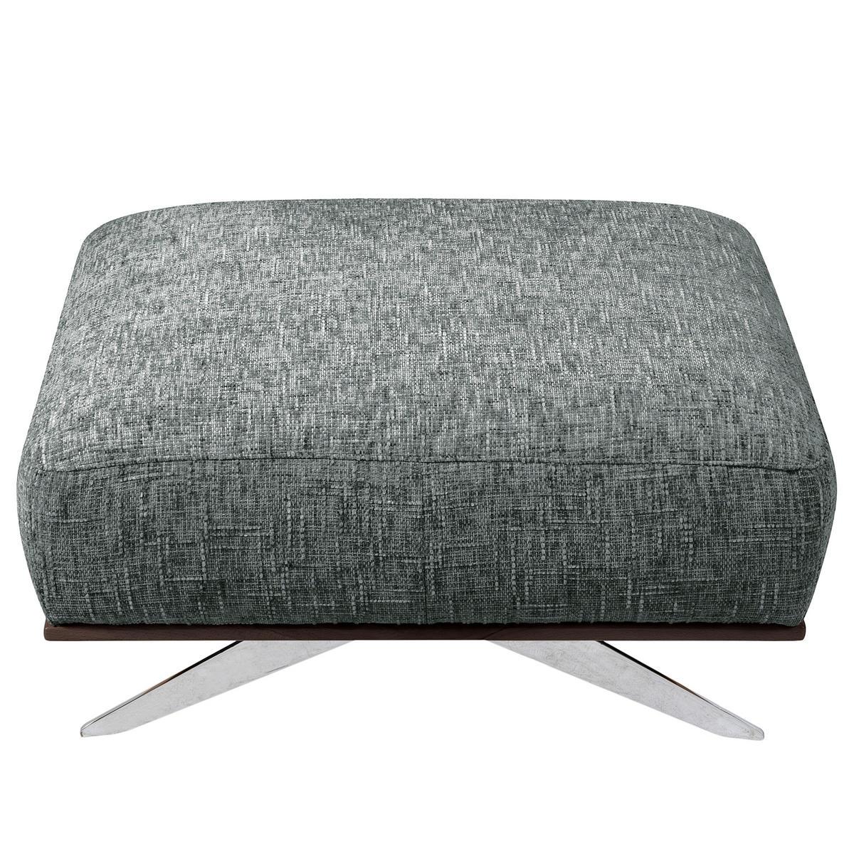 HOCKER PORTLAND Struktur Anthrazit  - Chromfarben/Dunkelbraun, Design, Holz/Textil (95/46/80cm) - Livetastic