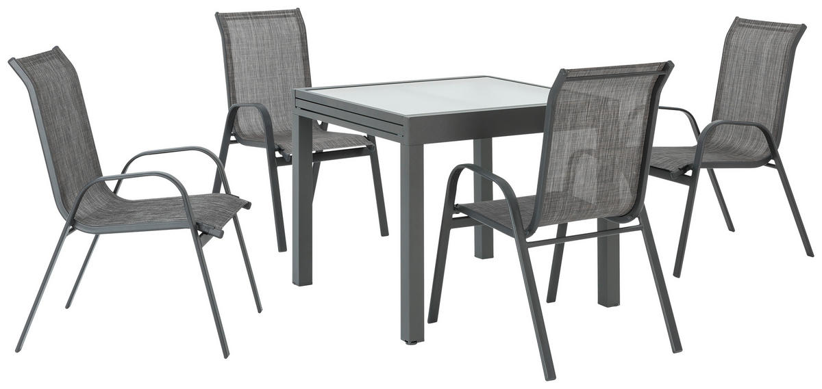 KERTI ASZTAL 90-180/90/75 cm   - antracit, Design, Üveg/fém (90-180/90/75cm) - Ambia Garden