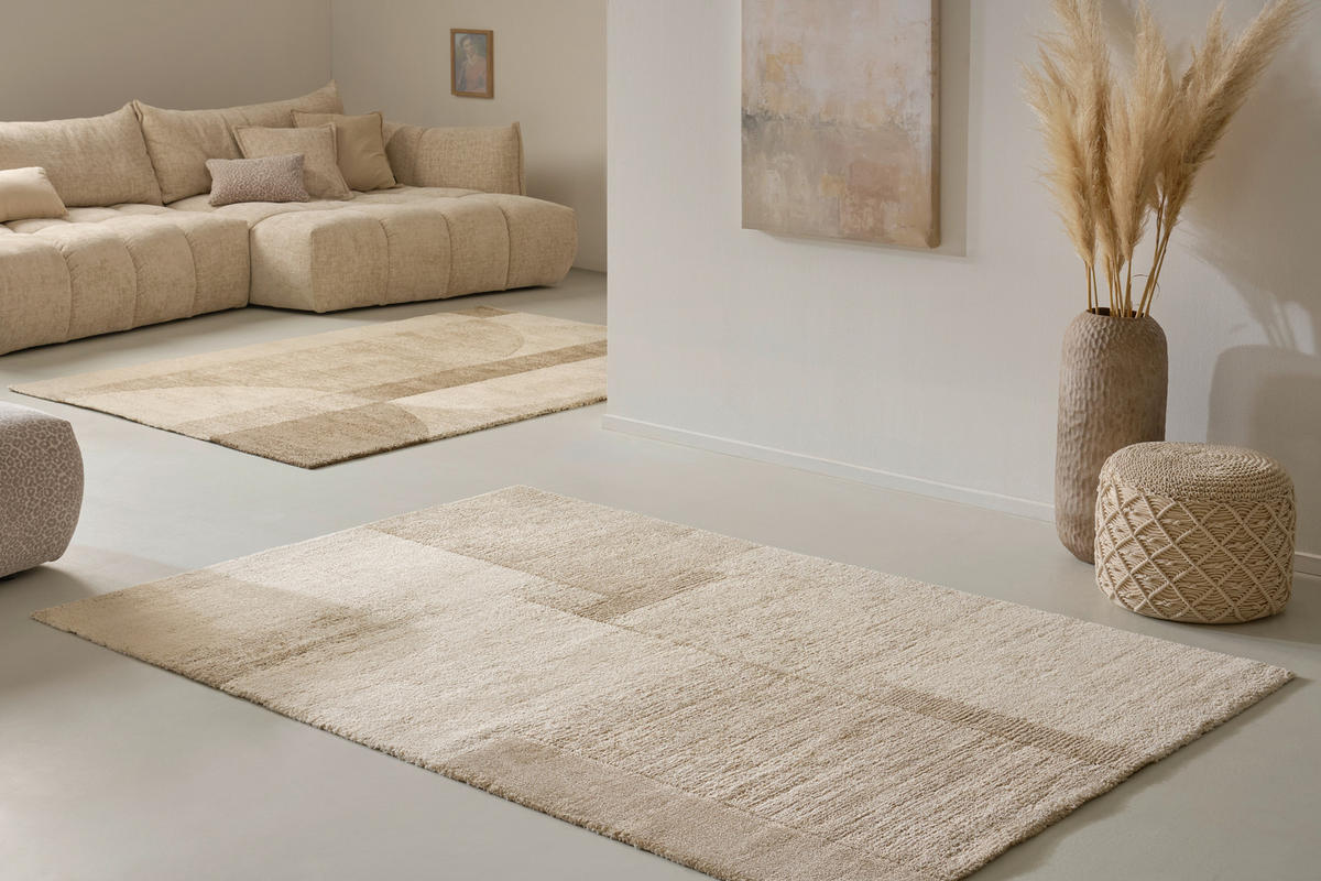 RUČNE TKANÝ KOBEREC, 130/190 cm, béžová - béžová, Natur, textil (130/190cm) - Linea Natura