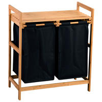 Wäschesammler mit - Schwarz/Naturfarben, Basics, Naturmaterialien/Textil (64/73/33cm) - Kesper