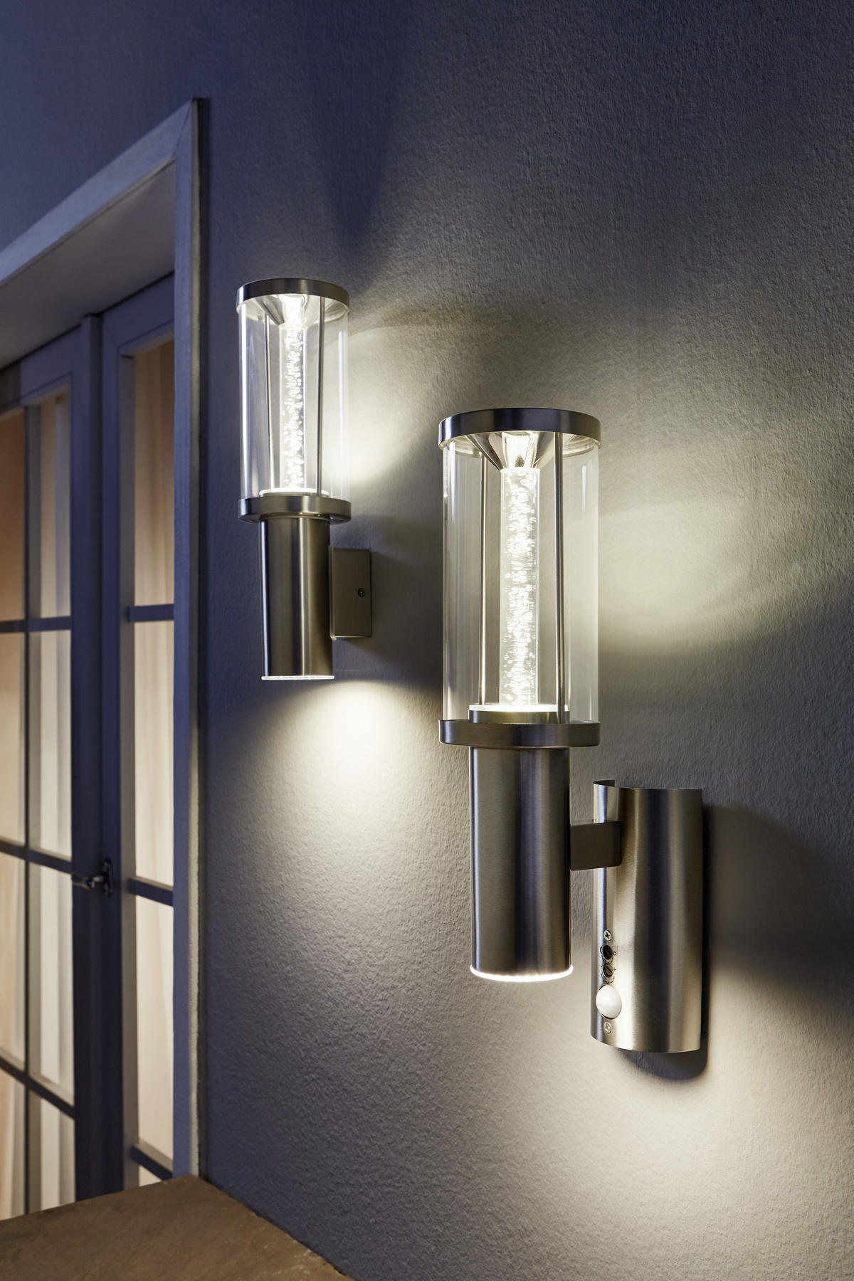 AUSSENWANDLEUCHTE - Klar/Edelstahlfarben, Design, Glas/Kunststoff (10,5cm) - Eglo