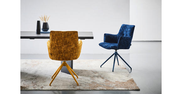 ARMLEHNSTUHL in Eisen Chenille - Blau, LIFESTYLE, Textil/Metall (59,5/90,5/62,5cm) - Novel