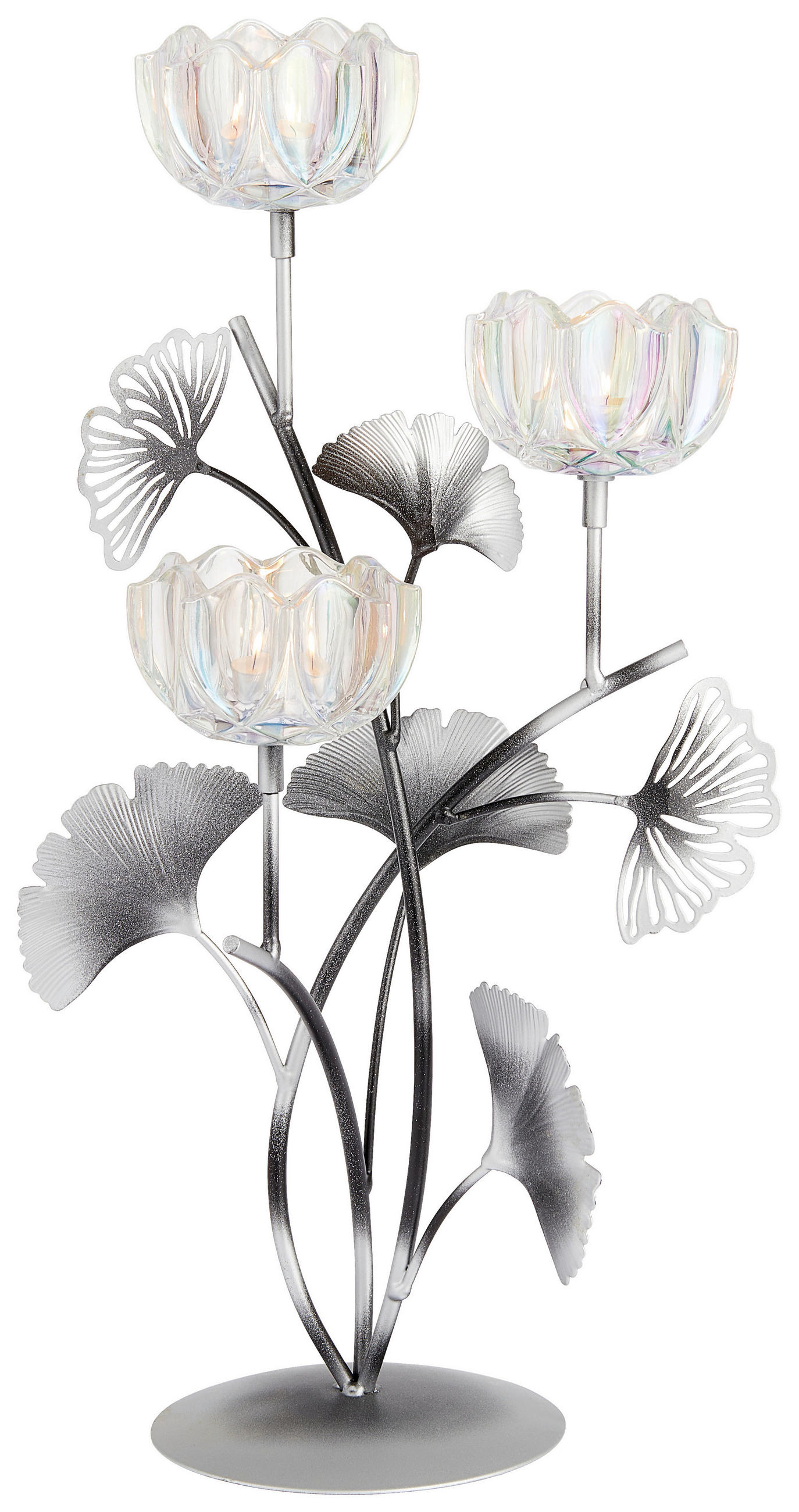 Ambia Home Teelichthalter Klar, Silber 23.5x45x18.5 cm