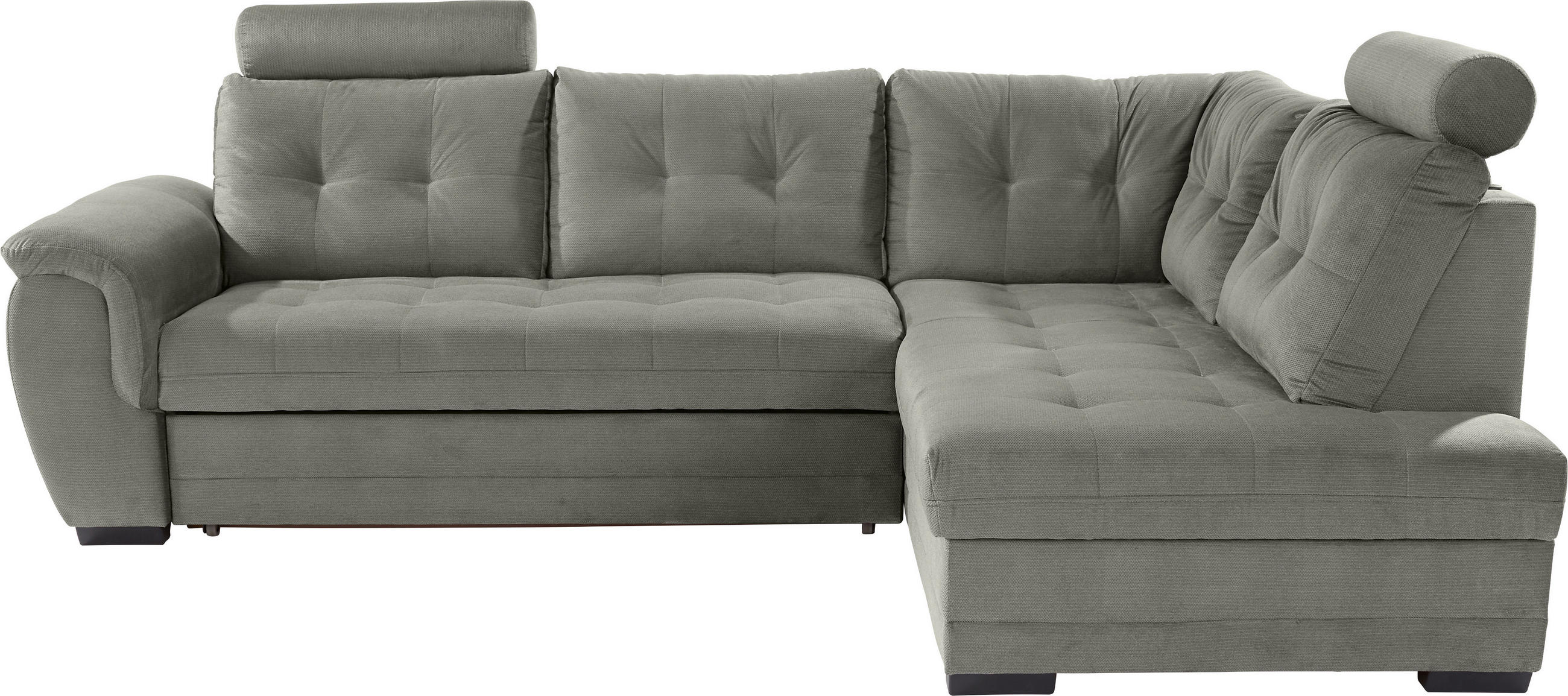 ECKSOFA Dunkelgrau Webstoff  - Dunkelgrau/Dunkelbraun, KONVENTIONELL, Kunststoff/Textil (251/183cm) - Livetastic
